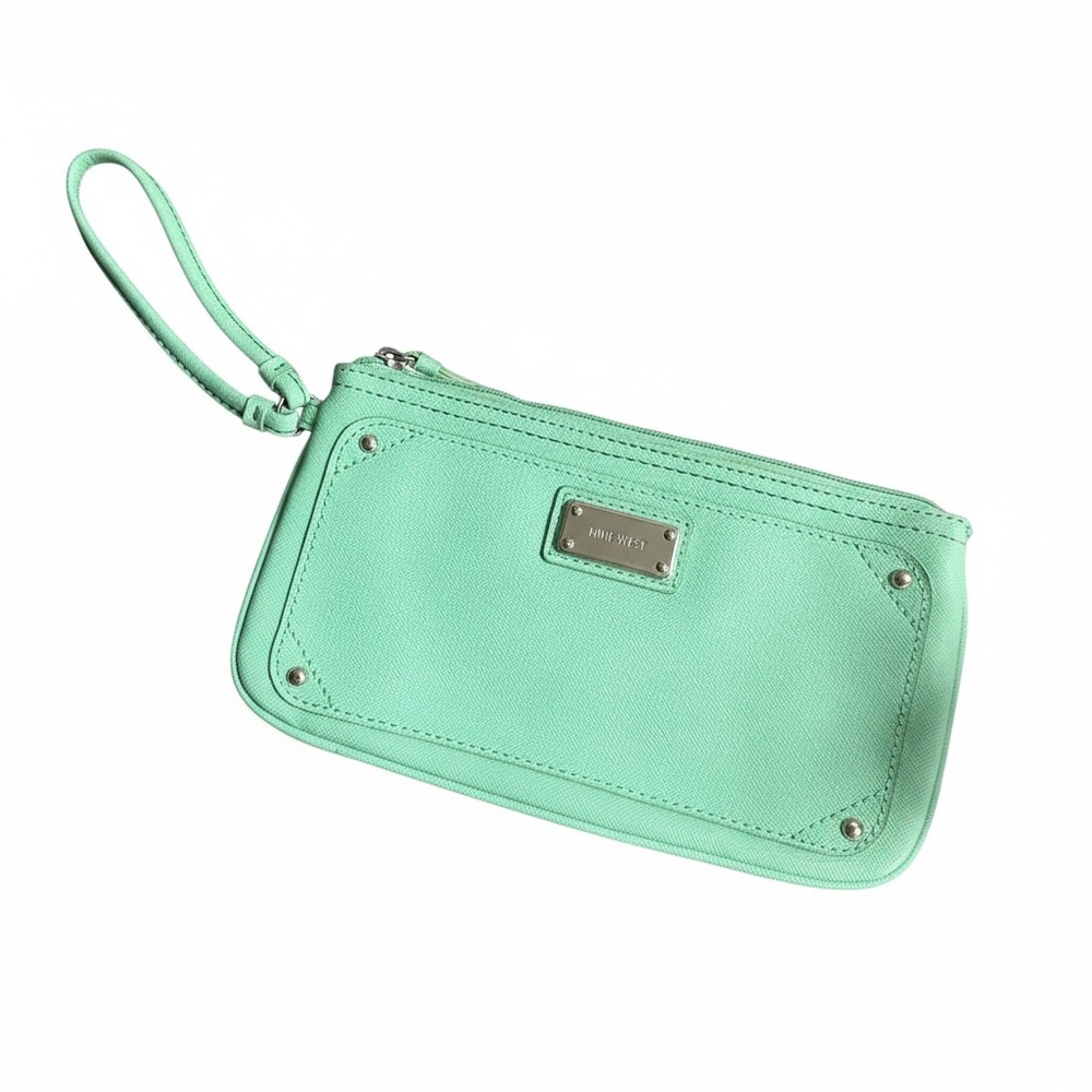 Nine West Mint Green Leather Wristlet Clutch